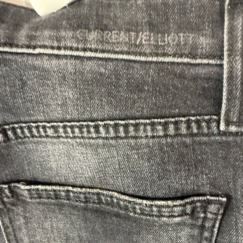 Current Elliott The Vintage Cropped Jeans 29 Black Distressed High Rise - Picture 14 of 15